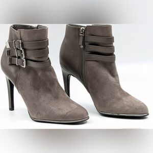 Sam & Libby Women Fabric ankle Heel Grey Buckle Boots size 8